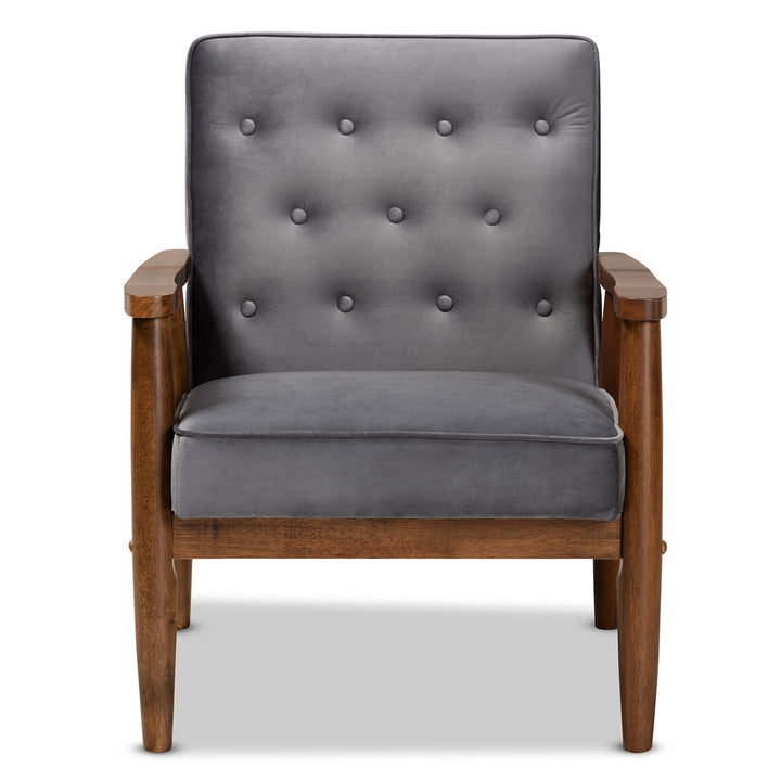 Sorrento Mid-Century Grey Velvet Chair