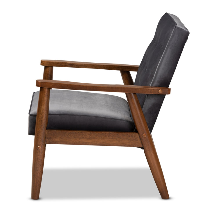 Sorrento Mid-Century Grey Velvet Chair