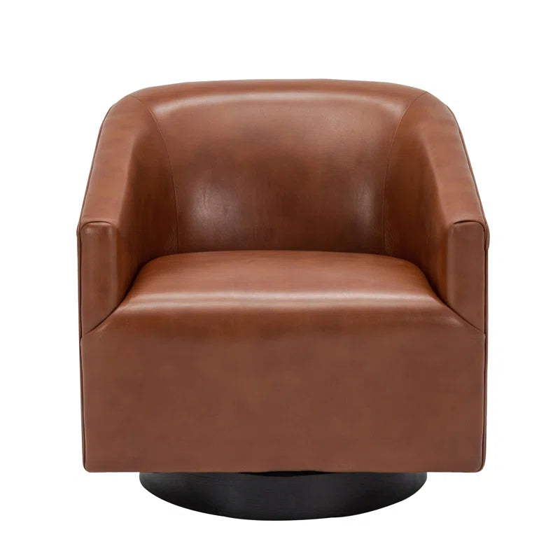 Hall Faux Leather Swivel Barrel Chair