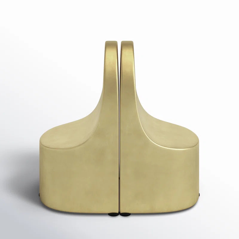 Modern Glam Ceramic Bookends Contemporary Simple Gold Bookend Set - 4" X 3" X 6"