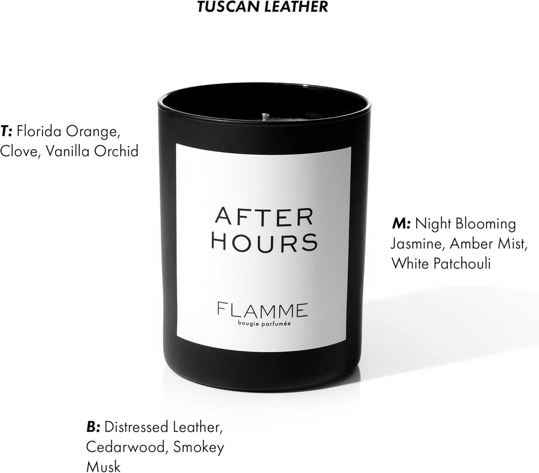 After Hours | Tuscan Leather Musk Scent | 10 Oz | 60 Hour Burn Time | Luxury Candle with Colored Wax | All Natural Soy