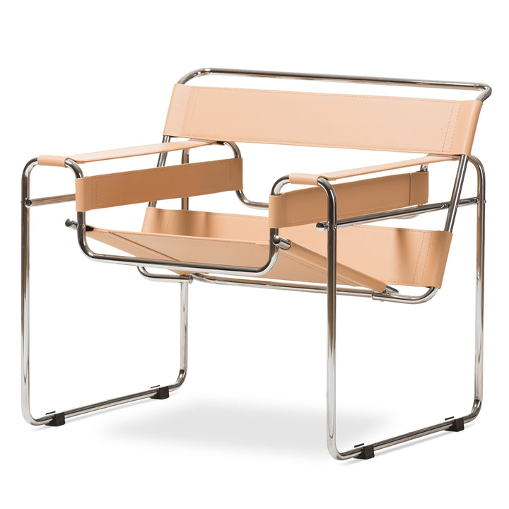 Jericho Tan Leather Mid-Century Modern Accent Chair