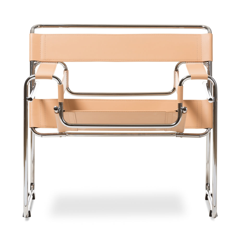 Jericho Tan Leather Mid-Century Modern Accent Chair