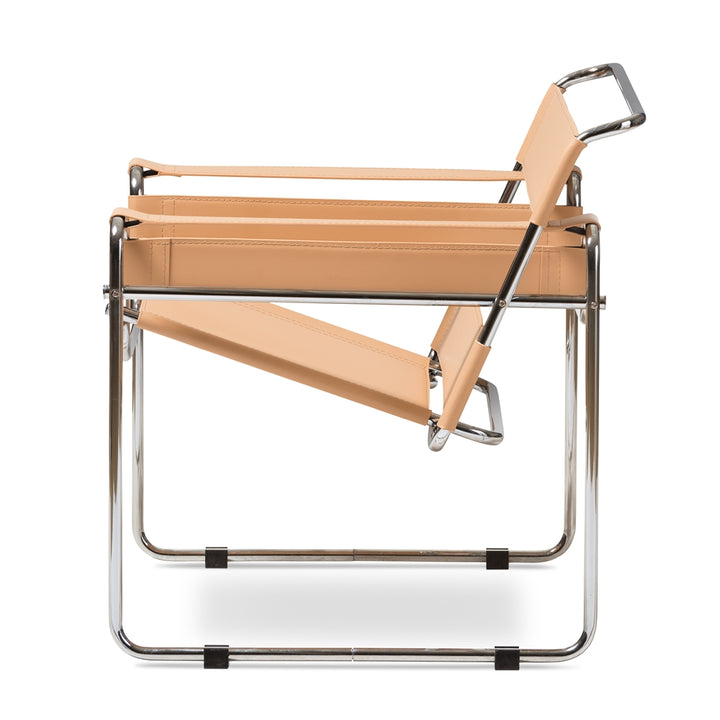 Jericho Tan Leather Mid-Century Modern Accent Chair