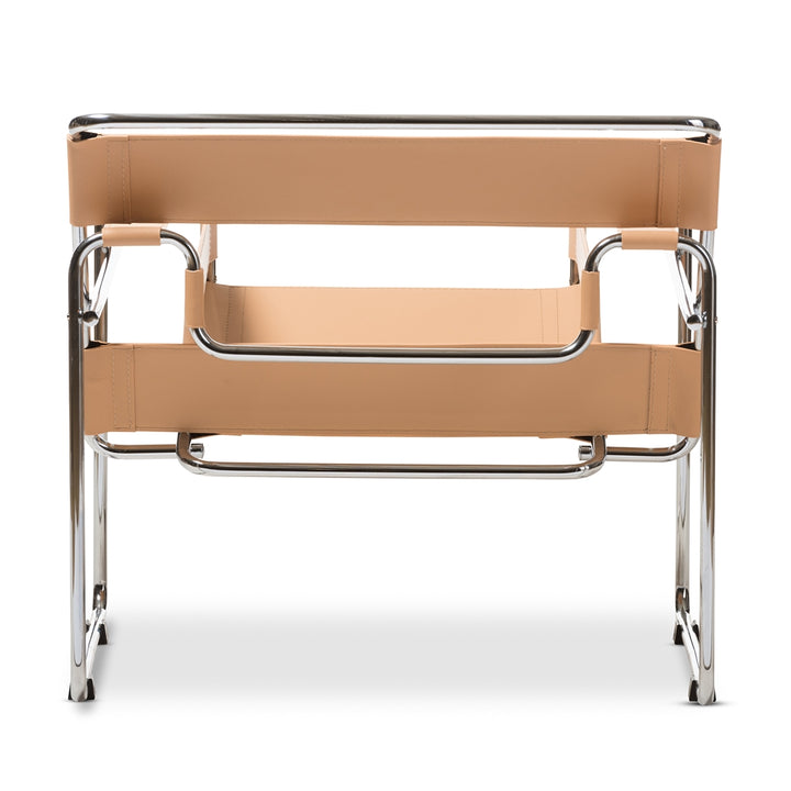 Jericho Tan Leather Mid-Century Modern Accent Chair