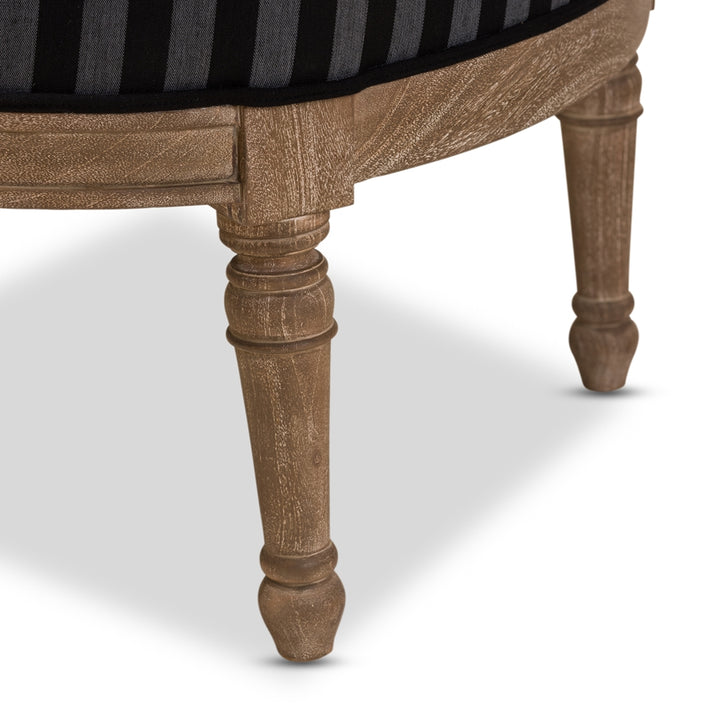 Charlemagne Traditional French Black and Grey Striped Accent Chair