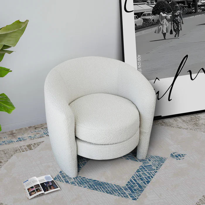 Avalon White Boucle Lounge Chair