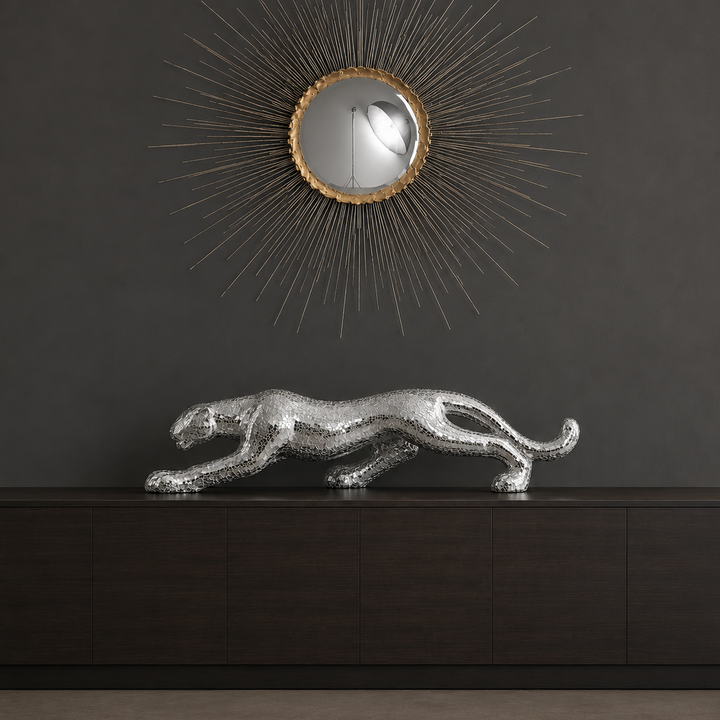 Boli Panther Sculpture. Glass and Chrome