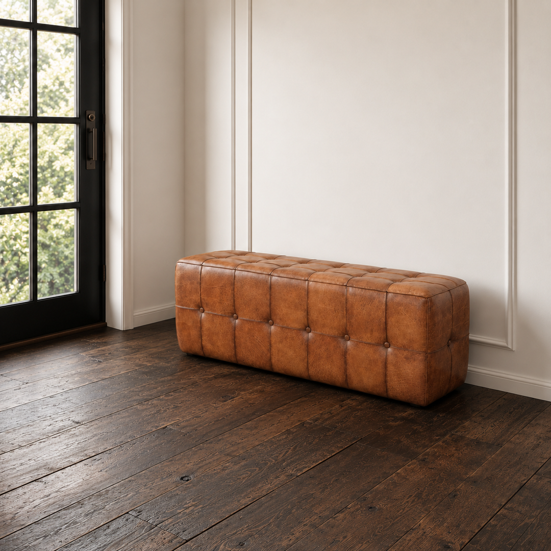 Benjiro Tan Leather Bench