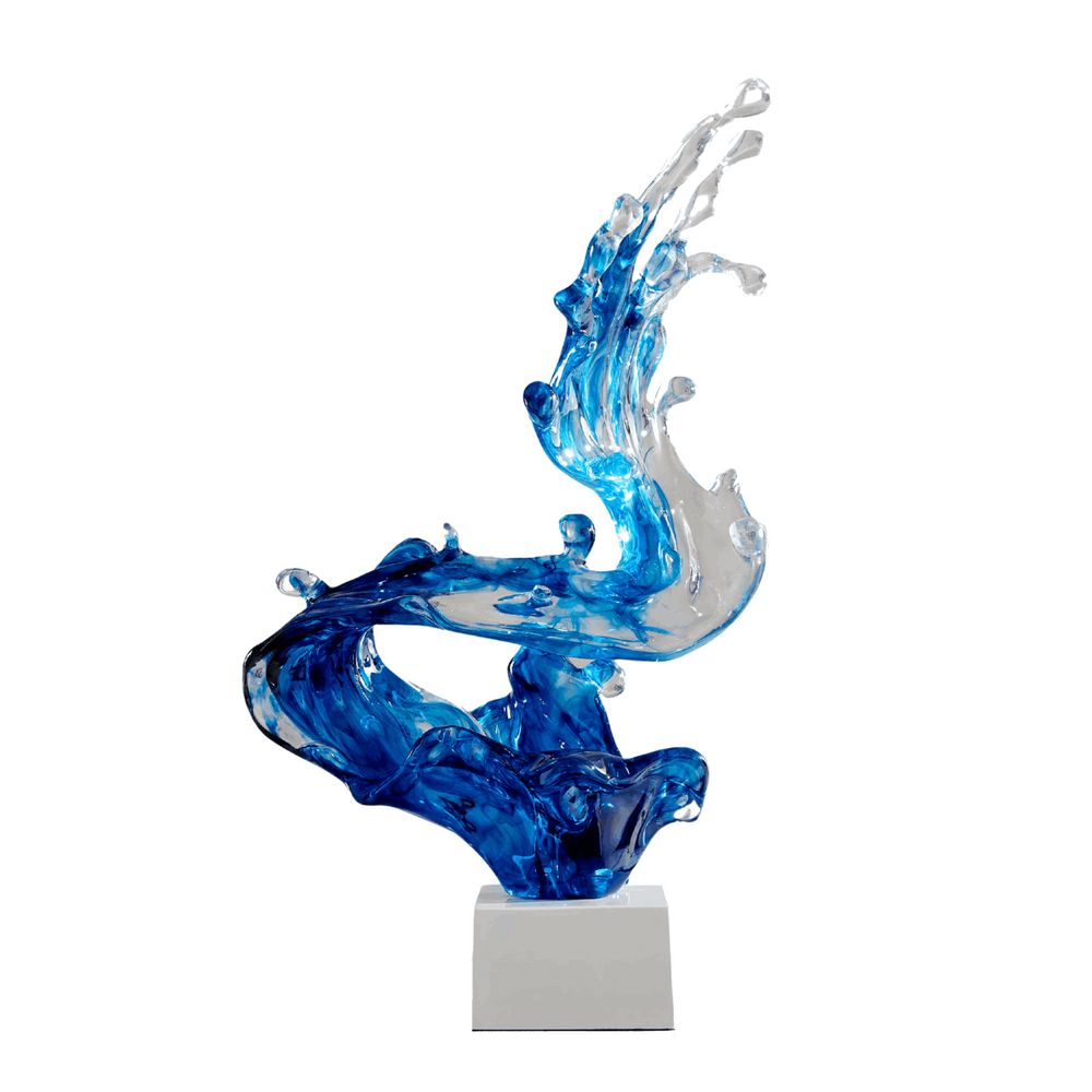 Breaker Wave 21" Tall Sculpture // Ocean Blue