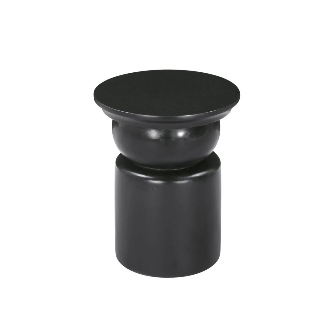 Black cylindrical object on a white background
