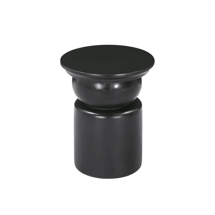 Black cylindrical object on a white background