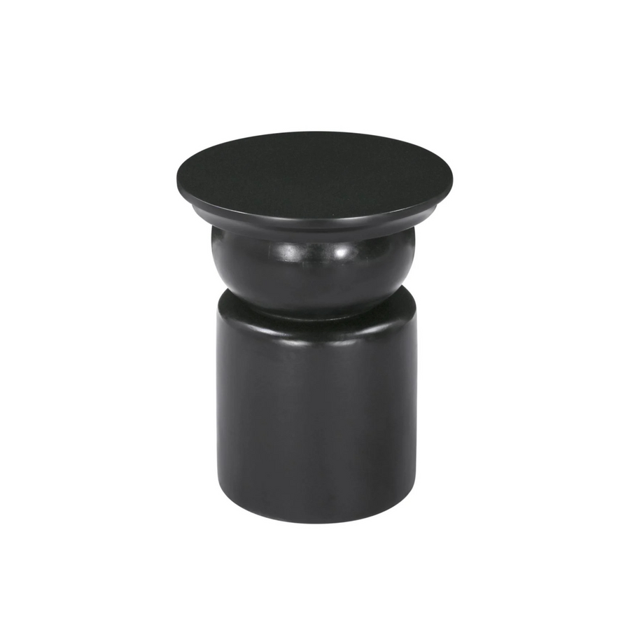 Black cylindrical object on a white background