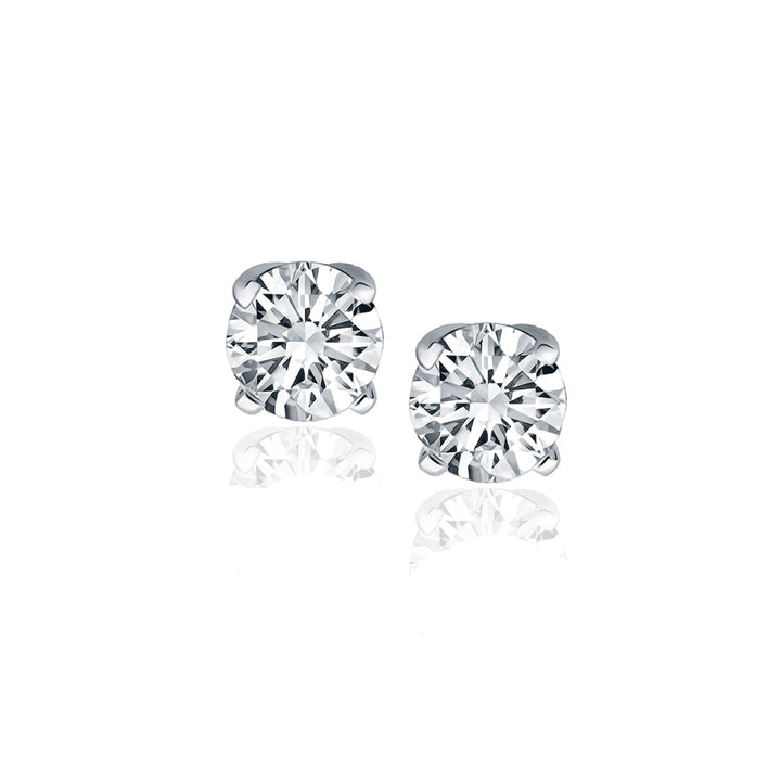 Aros de oro blanco de 14 k con diamantes y cuatro puntas (1 ct)