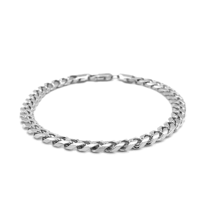 Pulsera cubana Miami maciza de oro blanco de 14 k (6,00 mm)