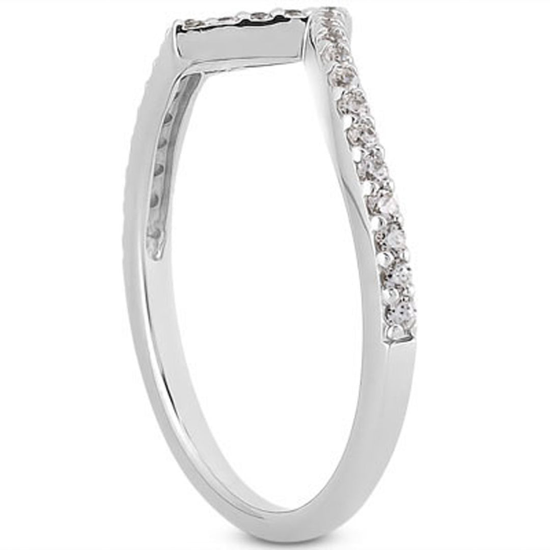 Alliance de mariage en or blanc 14 carats avec pavé de diamants fantaisie en zigzag