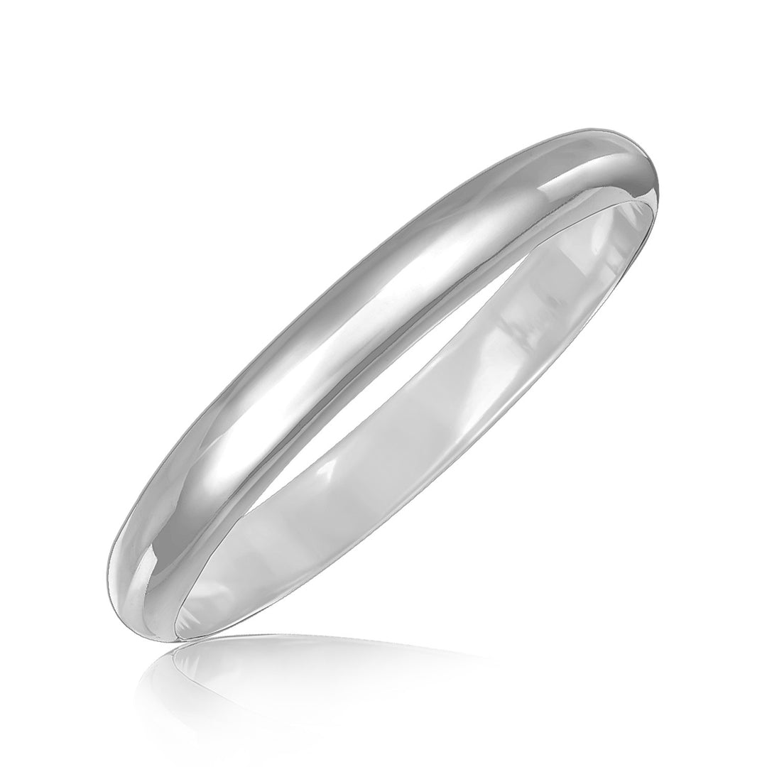 Sterling Silver Dome Style Bangle with Rhodium Plating (9.00 mm)