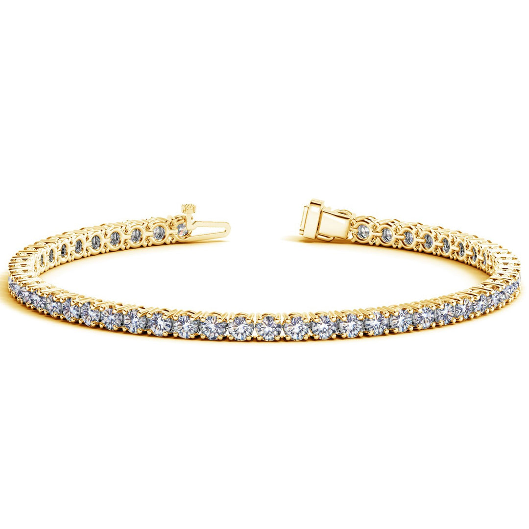 Pulsera de tenis con diamantes redondos cultivados en laboratorio en oro amarillo de 14 k (7 cctw F/G VS2/SI1)