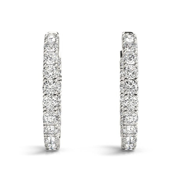 Aros de diamantes engastados en dos puntas en oro blanco de 14 k (3 1/2 ct)