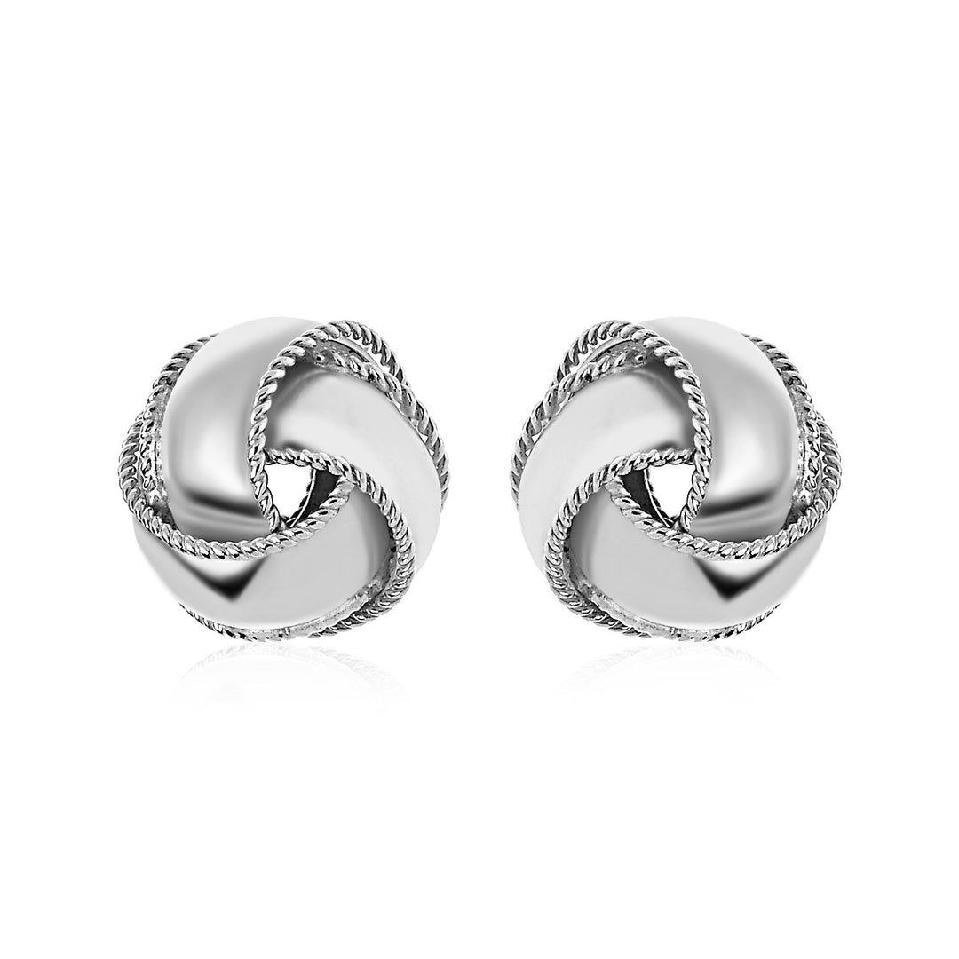 Boucles d'oreilles en forme de nœud d'amour texturé et poli en argent sterling (13 mm)