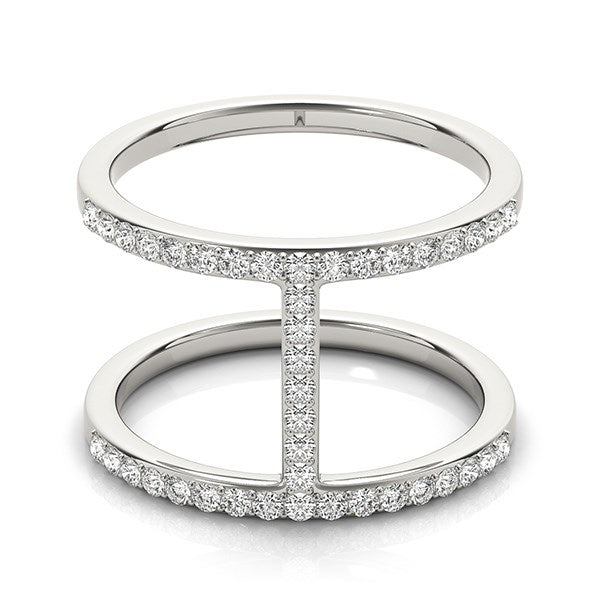 Anillo de diamantes estilo puente de banda doble en oro blanco de 14 k (3/8 ct)