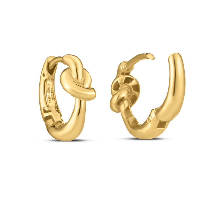 Aros con nudo de amor en oro amarillo de 14 k