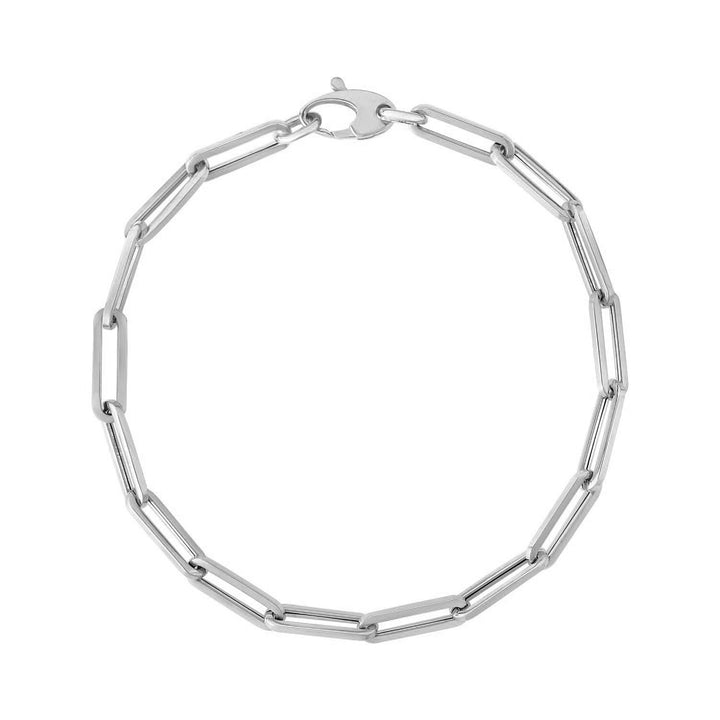 Bracelet chaîne trombone en or blanc 14 carats (4,20 mm)