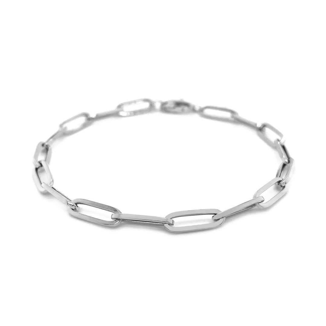 Bracelet chaîne trombone en or blanc 14 carats (4,20 mm)