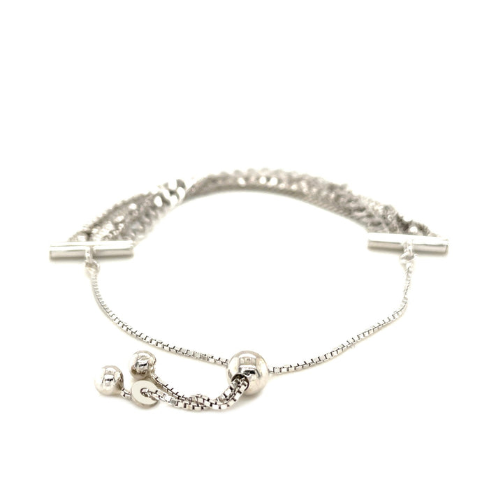 Pulsera multicadena ajustable en plata de ley (15,00 mm)