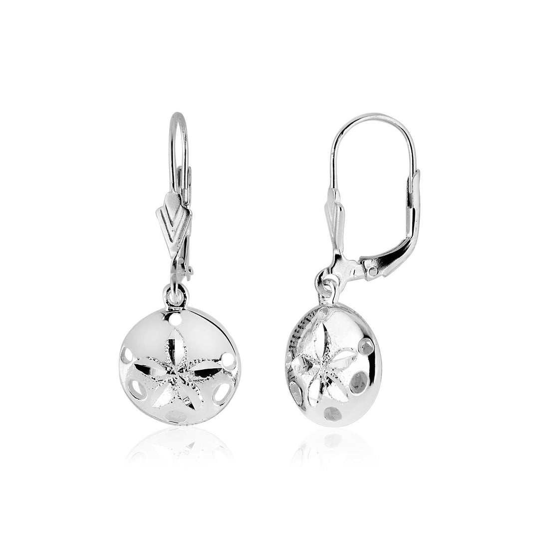 Boucles d'oreilles pendantes en argent sterling poli en forme de dollar de sable