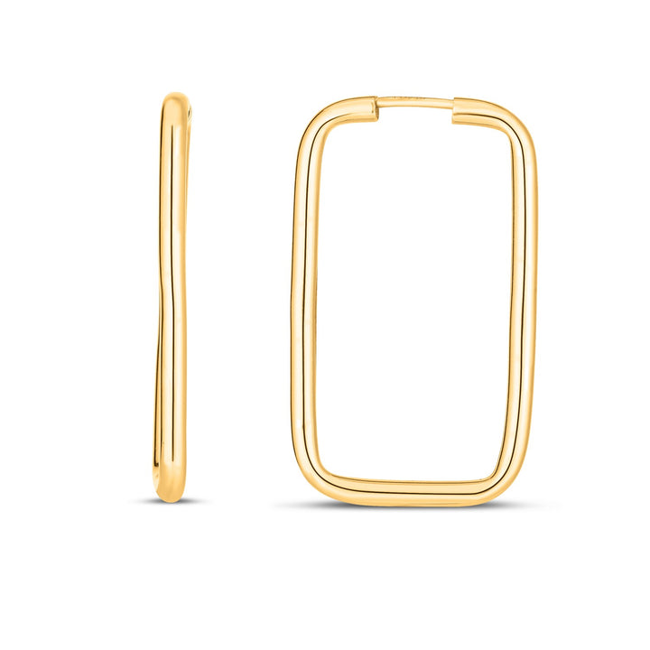 Aros rectangulares sin fin en oro amarillo de 14 k