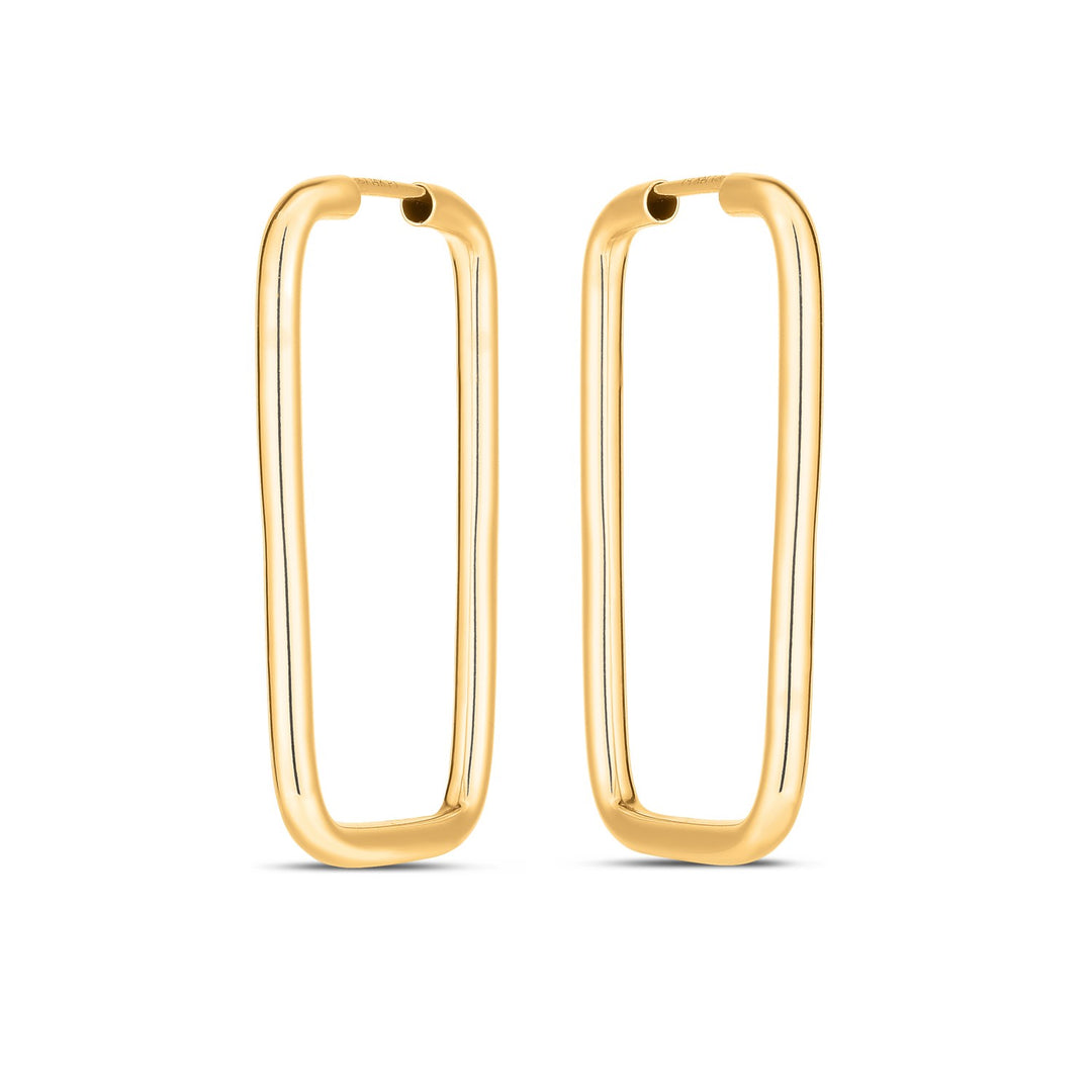 Aros rectangulares sin fin en oro amarillo de 14 k