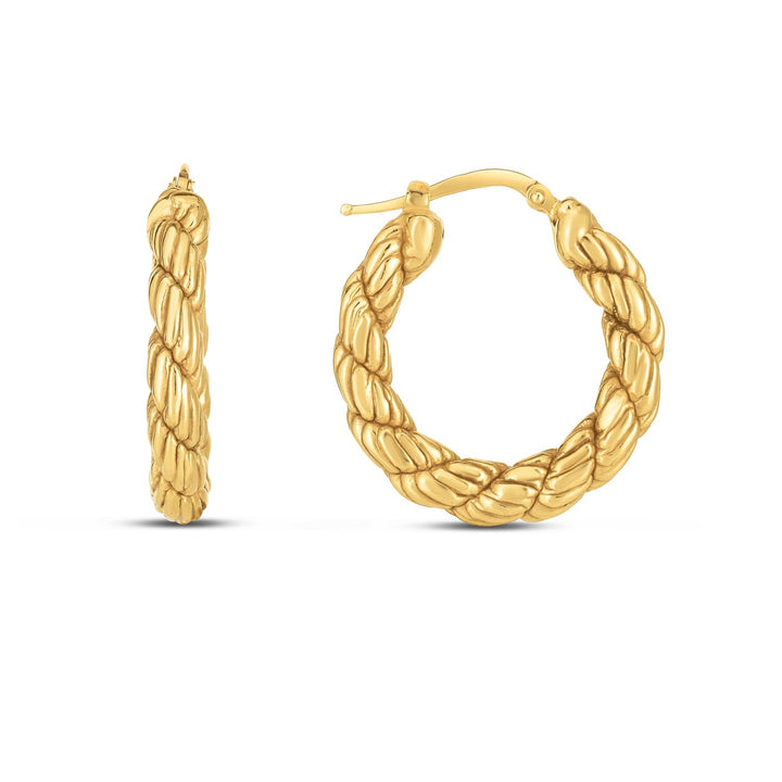 Aros tipo cuerda de oro amarillo de 14 k