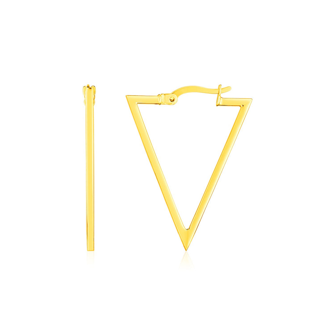 Boucles d'oreilles créoles triangulaires en or jaune 14 carats