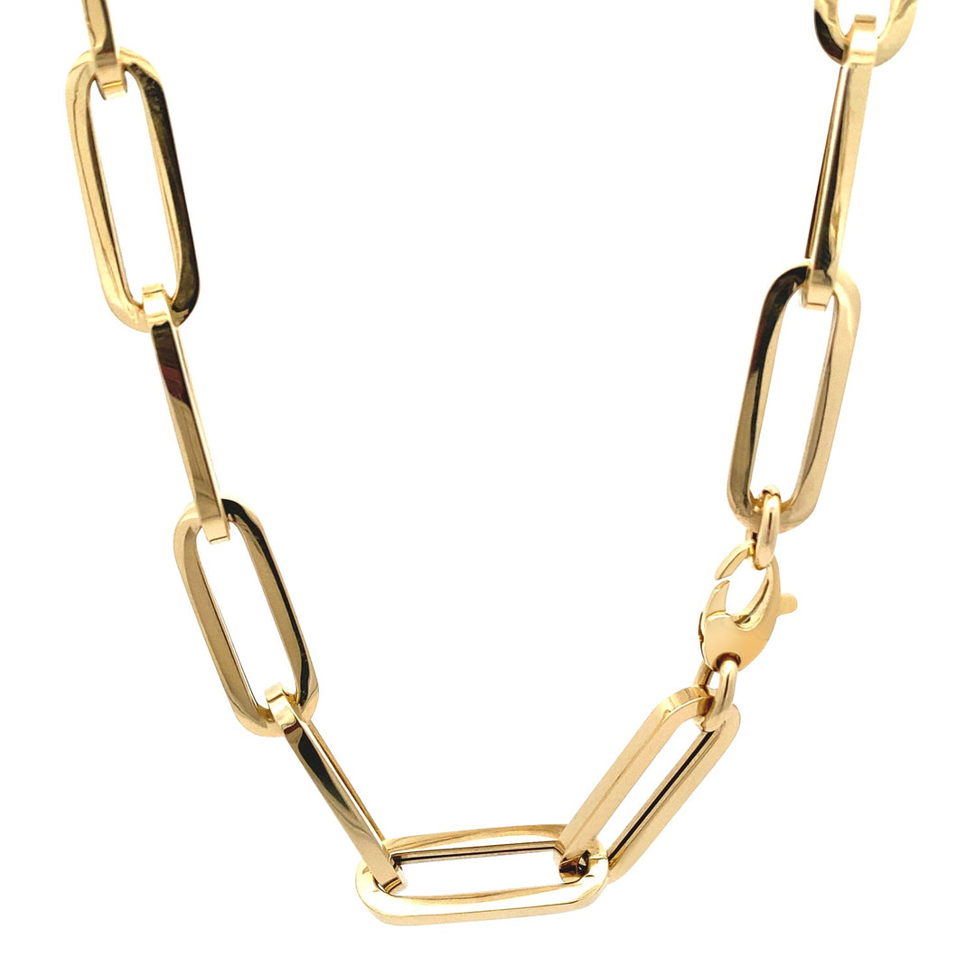 Collar con cadena de clip extra ancha de oro amarillo de 14 k