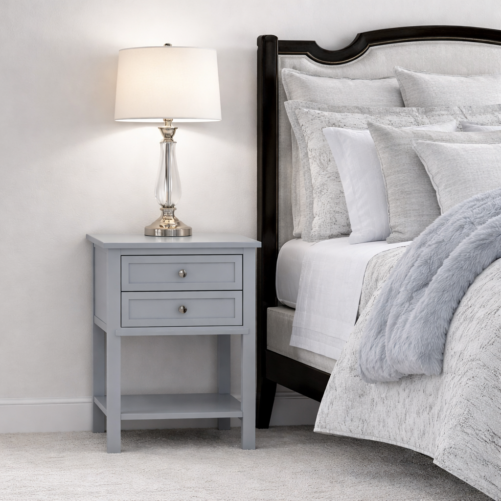 Willow Modern Light Grey Finished 2-Drawer Wood End Table