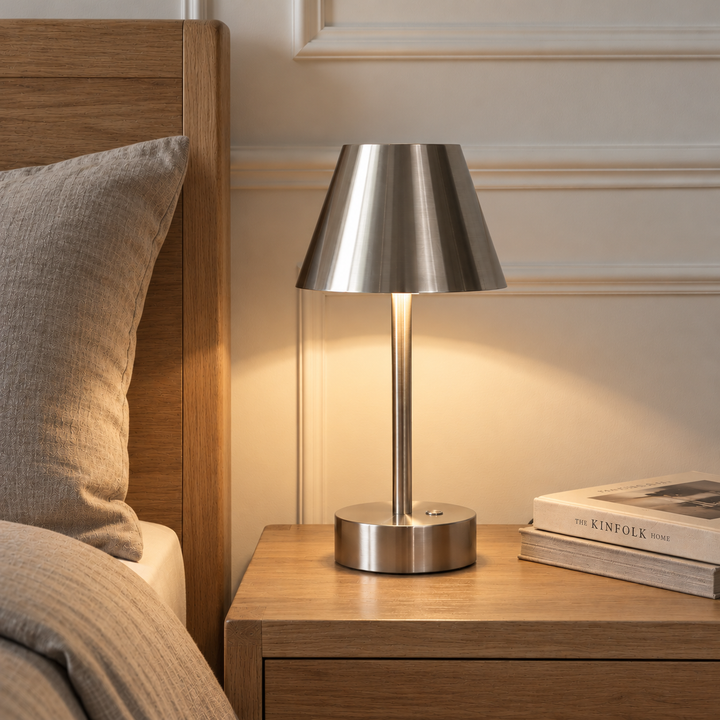 Elegance Rechargeable LED Table Lamp in Brushed Nickel