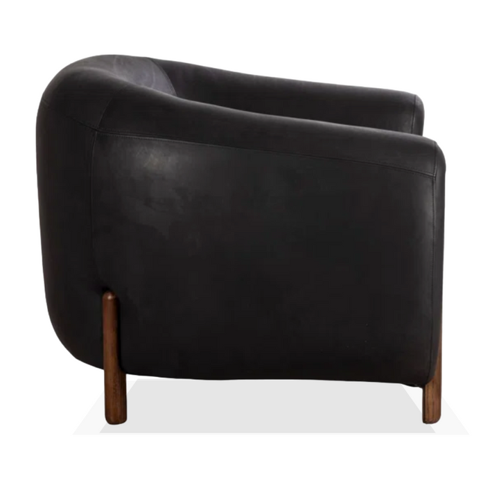 Chaise tonneau en cuir Bruno