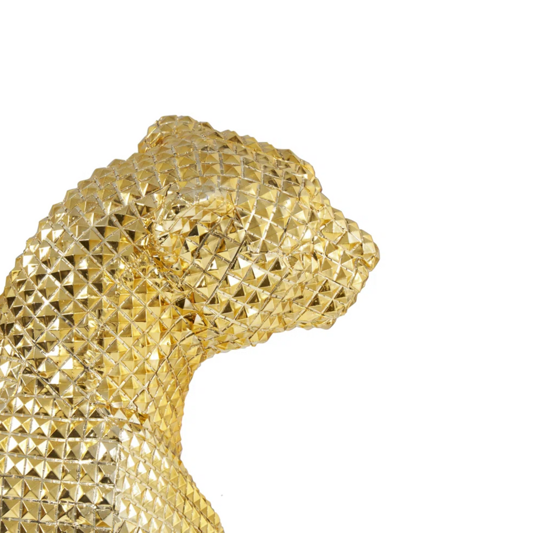 Sitting Leopard Decorative Gold Sculpture