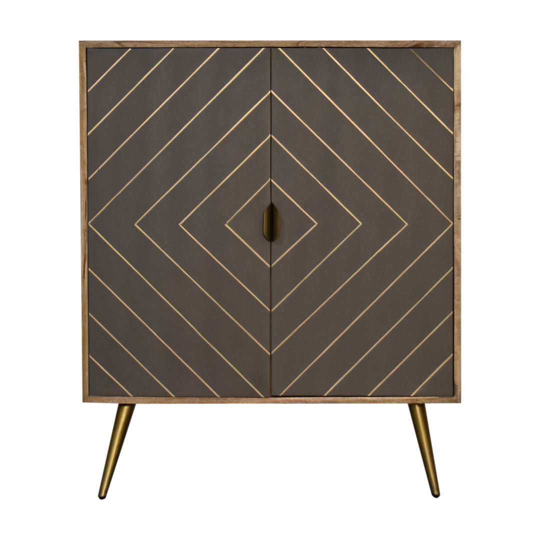 Gray Cement Brass Inlay Cabinet