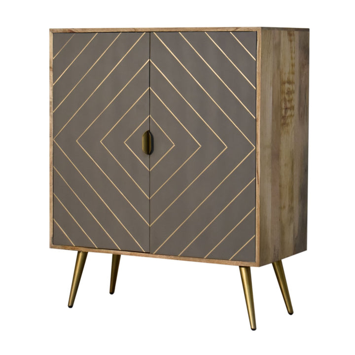 Gray Cement Brass Inlay Cabinet