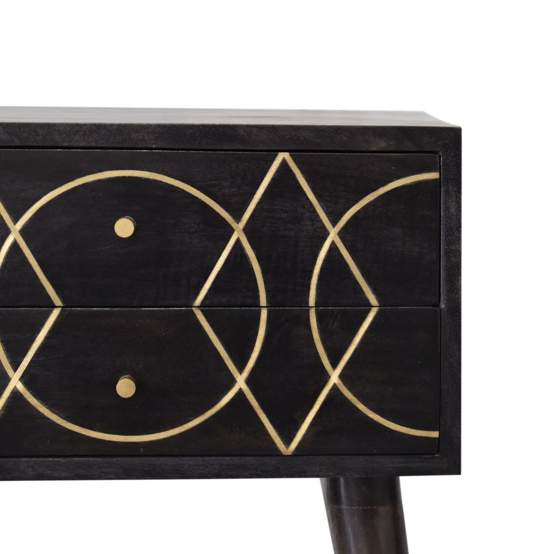 Oslo Bedside Table with Brass Inlay.
