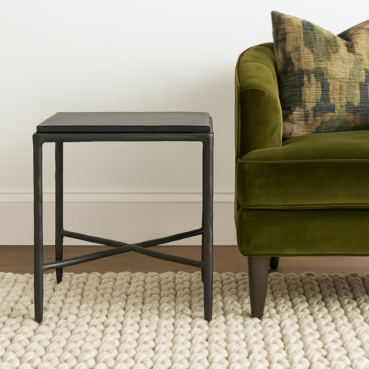 Cloe Side Table Recycled Sand Glass Black
