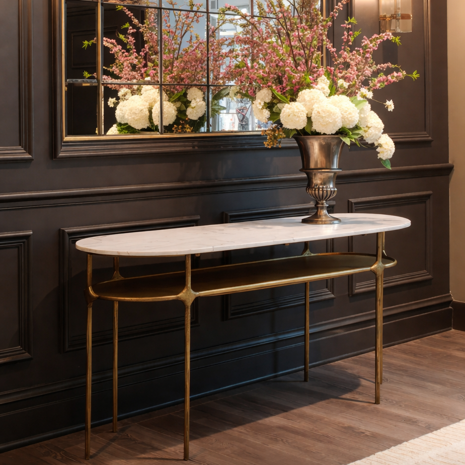 Bild Console Table White Marble & Brass