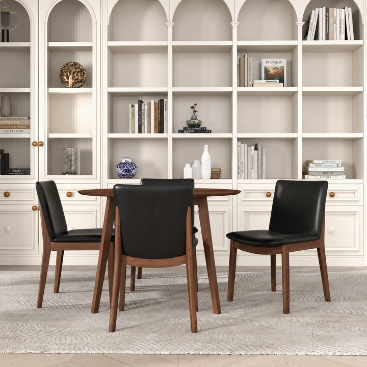 Laura Black PU Solid Wood Dining Chair (Set Of 2)