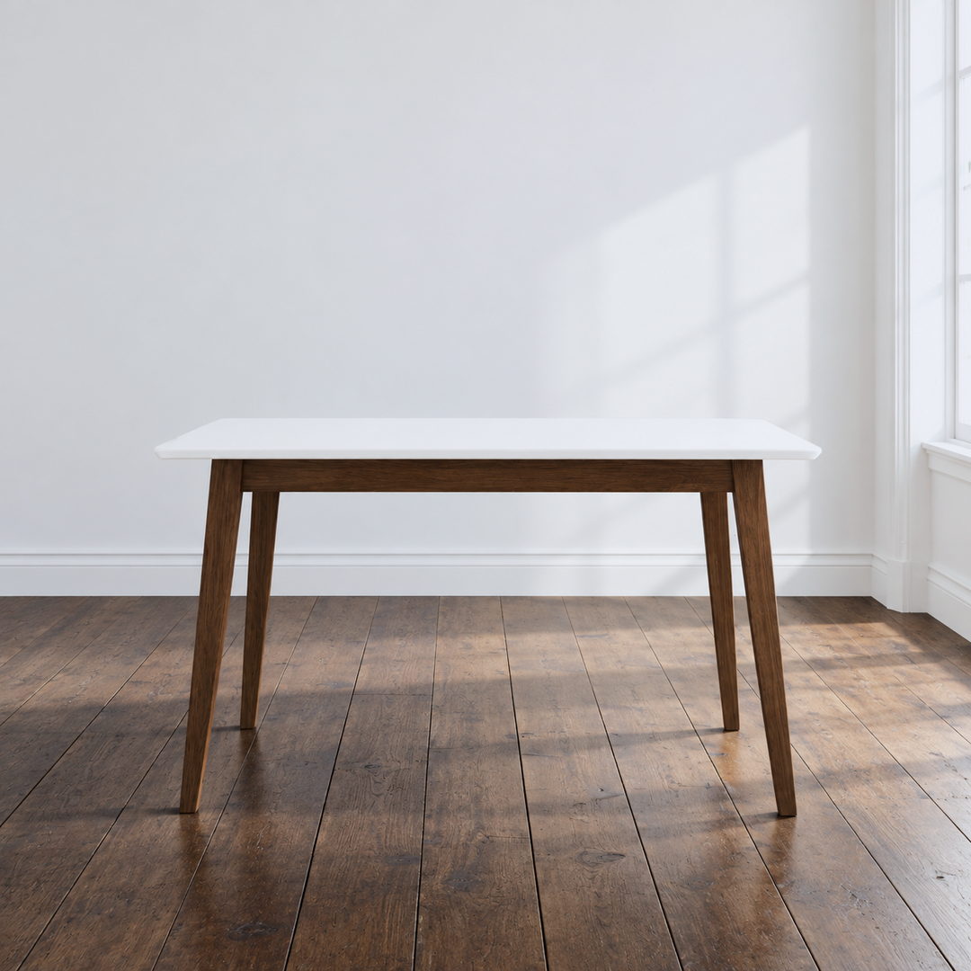 Levi Modern Style Solid Wood Rectangular White Top Dining Table 47"