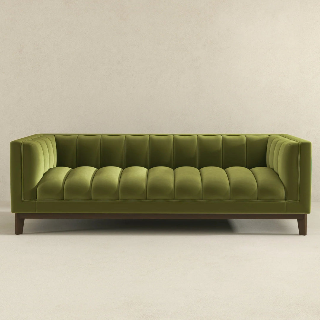 Melissa Mid-Century Green Velvet Modern Sofa
