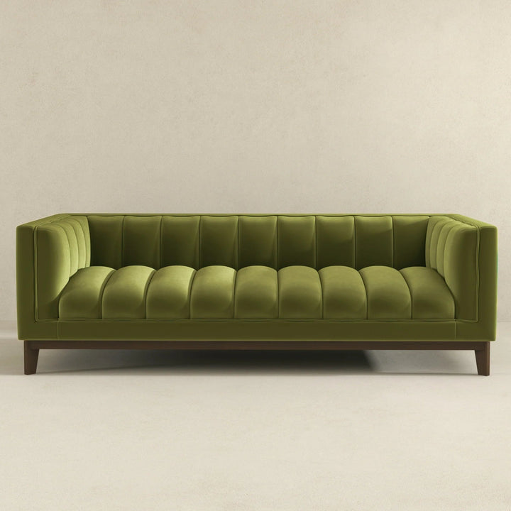 Melissa Mid-Century Green Velvet Modern Sofa