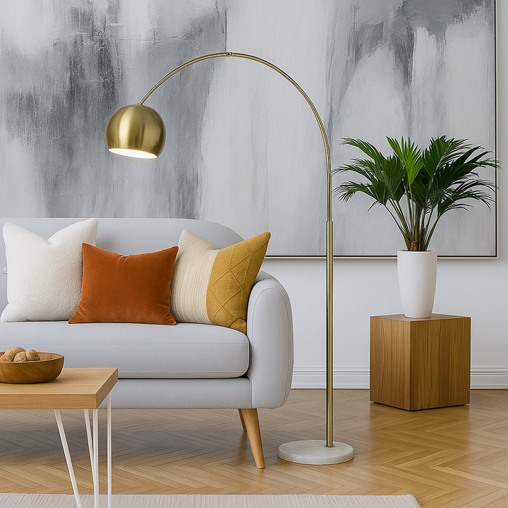 Oasis Long Arm Gold Brass Adjustable Floor Lamp