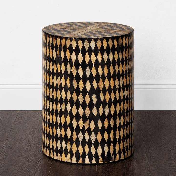 Paulo Decorative End Table with Bamboo Diamond Pattern